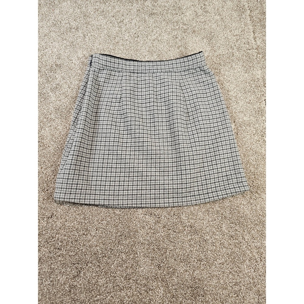 Abercrombie & Fitch Grey Houndstooth Wool Blend Mini Skirt Faux Wrap Small - Picture 4 of 9
